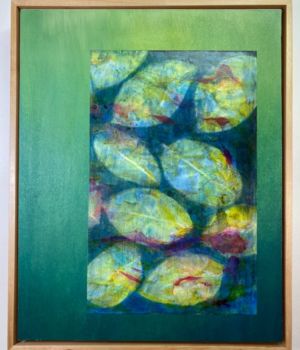 Apple leaves, rainy day