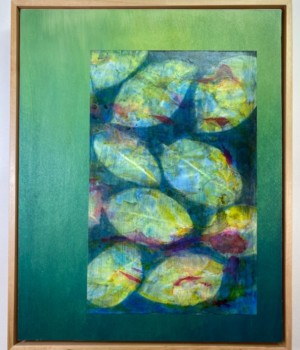 Apple leaves, rainy day